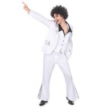 Déguisement Disco Homme Blanc Et Argent - Thème: Disco - Couleur: Blanc - Taille: L