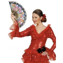 Eventail Espagnol - Thème: Peuples Du Monde - Couleur: Noir - Taille: Taille Unique