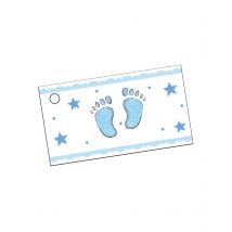 10 Étiquettes En Papier Pieds Bleus 9 X 2,5 Cm - Thème: Bébé - Couleur: Bleu - Taille: Taille Unique