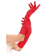 Gants Longs Rouges Femme - Thème: Les Incontournables - Couleur: Rouge - Taille: Taille Unique