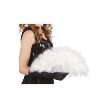 Eventail À Plumes Blanches 25 Cm - Thème: Charleston - Couleur: Blanc - Taille: Taille Unique