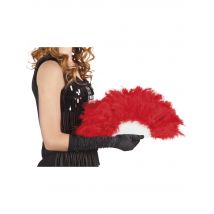 Eventail À Plumes Rouges 25 Cm - Thème: Charleston - Couleur: Rouge - Taille: Taille Unique