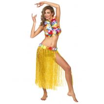 Jupe Hawaïenne Longue Jaune Adulte - Thème: Hawaï - Couleur: Jaune - Taille: Taille Unique