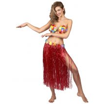 Jupe Hawaïenne Longue Rouge Adulte - Thème: Hawaï - Couleur: Rouge - Taille: Taille Unique