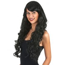 Perruque Glamour Longue Noire Avec Boucles Femme - Thème: Halloween - Couleur: Noir - Taille: Taille Unique