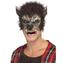 Demi Masque Loup Garou Adulte - Thème: Magie Et Horreur - Couleur: Noir - Taille: Taille Unique