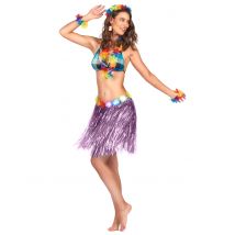 Jupe Hawaïenne Courte Violette Adulte - Thème: Hawaï - Couleur: Coloré - Taille: Taille Unique