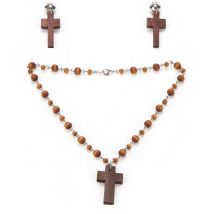 Kit Collier Et Boucles D'oreilles Religieuse Femme - Thème: Religions - Couleur: Marron - Taille: Taille Unique