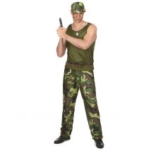 Déguisement Militaire Vert Kaki Homme - Thème: Déguisements Par Lettre - Couleur: Vert - Taille: Taille Unique (42)