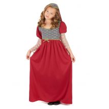 Déguisement Médiéval Fille - Thème: Déguisements Par Lettre - Couleur: Rouge - Taille: S 4-6 ans (110-120 cm)