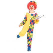 Déguisement Clown À Carreaux Garçon - Thème: Déguisements Par Lettre - Couleur: Jaune - Taille: S 4-6 ans (110-120 cm)