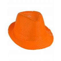 Chapeau Borsalino À Sequins Orange Adulte - Thème: Disco - Couleur: Orange - Taille: Taille Unique