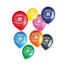 Sachet 8 Ballons 40 Ans - Thème: Anniversaire - Couleur: Multicolore - Taille: Taille Unique