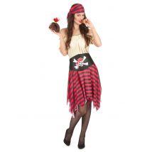 Déguisement Pirate Avec Tête De Mort Femme - Thème: Déguisements Par Lettre - Couleur: Rouge - Taille: M