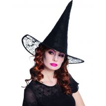 Chapeau Sorcière Dentelle Adulte Halloween - Thème: Chapeaux Femme Halloween - Couleur: Noir - Taille: Taille Unique