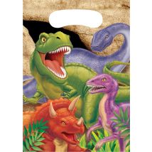 8 Sacs Cadeaux En Plastique Anniversaire Dinosaures 16 X 22 Cm - Thème: Animaux - Couleur: Coloré - Taille: Taille Unique