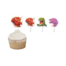 12 Décorations Gâteaux Anniversaire Dinosaures 6,3 Cm - Thème: Animaux Et Petites Bêtes - Couleur: Coloré - Taille: Taille Unique