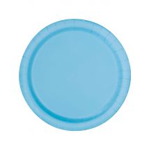 16 Assiettes En Carton Bleu Pastel 22 Cm - Bleu - Taille: Taille Unique
