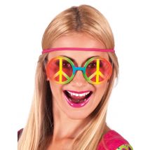 Lunettes Hippie Arc-en-ciel Adulte - Thème: Hippies - Couleur: Rose - Taille: Taille Unique