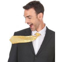 Cravate Dorée Avec Sequins Adulte - Thème: Couleurs - Couleur: Doré - Taille: Taille Unique