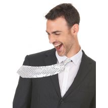 Cravate Argentée Avec Sequins Adulte - Thème: Cabaret - Couleur: Argenté / gris - Taille: Taille Unique