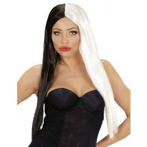 Perruque Longue Noire Et Blanche Cruelle Femme - Thème: Magie Et Horreur - Couleur: Noir - Taille: Taille Unique
