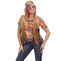 Veste Hippie Marron À Franges Femme - Thème: Hippies - Couleur: Marron - Taille: Medium