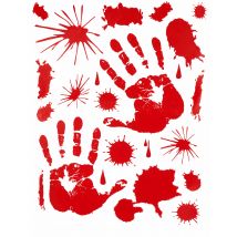 Stickers Mains Ensanglantées Halloween - Thème: Magie Et Horreur - Couleur: Rouge - Taille: Taille Unique