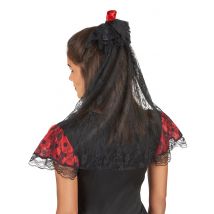 Voile Avec Rose Rouge Espagnole Femme - Thème: Peuples Du Monde - Couleur: Rouge - Taille: Taille Unique