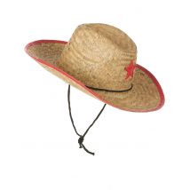 Chapeau Cowboy De L'ouest En Paille Enfant - Thème: Western - Couleur: Rouge - Taille: Taille Unique