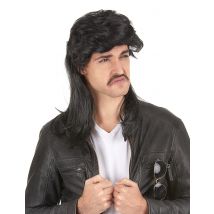 Perruque Mulet Noir Homme - Thème: Carnaval - Couleur: Noir - Taille: Taille Unique