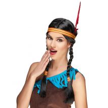 Perruque Indienne Avec Plume Femme - Thème: Carnaval - Couleur: Noir - Taille: Taille Unique