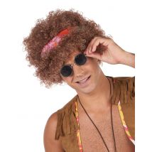 Perruque Afro Hippie Homme - 130g - Thème: Hippies - Couleur: Marron - Taille: Taille Unique