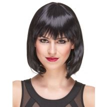 Perruque Luxe Noire Carré Plongeant Avec Frange Femme - Thème: Carnaval - Couleur: Noir - Taille: Taille Unique