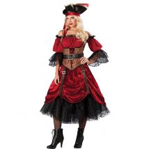 Déguisement Pirate Avec Corset Pour Femme - Luxe - Thème: Déguisements Par Lettre - Couleur: Rouge - Taille: S
