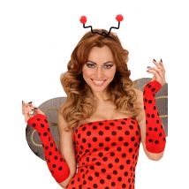 Mitaines Longues Coccinelle Adulte - Thème: Animaux Et Petites Bêtes - Couleur: Rouge - Taille: Taille Unique
