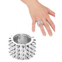 Bague Punk Argentée Femme - Thème: Punk - Couleur: Argenté / gris - Taille: Taille Unique