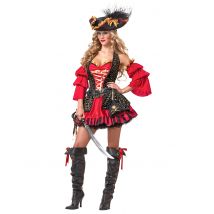 Déguisement Pirate Rouge Pour Femme - Premium - Thème: Pirates - Couleur: Rouge - Taille: S (38/40)