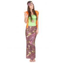 Déguisement Hippie Rose Et Vert Femme - Thème: Déguisements Par Lettre - Couleur: Coloré - Taille: M / L
