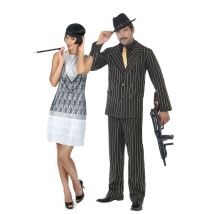 Déguisement De Couple Gangster Charleston Chic Adulte - Thème: Charleston - Couleur: Doré - Taille: Taille Unique