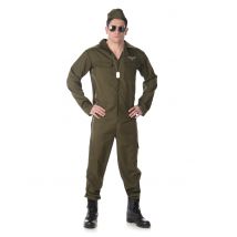 Déguisement Pilote De Chasse Complet Homme - Thème: Déguisements Par Lettre - Couleur: Vert - Taille: M