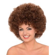 Perruque Afro Chatain Femme - Thème: Disco - Couleur: Brun - Taille: Taille Unique