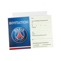 6 Cartes D'invitation + 6 Enveloppes Psg 12 X 16.5 Cm - Thème: Nationalité Et Supporters - Couleur: Bleu - Taille: Taille Unique