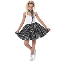 Déguisement Années 50 Noir À Pois Femme - Thème: Déguisements Par Lettre - Couleur: Noir - Taille: L