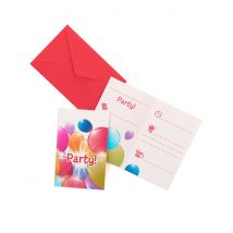 6 Cartes D'invitation Ballons Volants - Coloré - Taille: Taille Unique