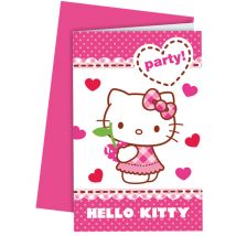6 Cartes D'invitation Avec Enveloppes Hello Kitty - Coloré - Taille: Taille Unique