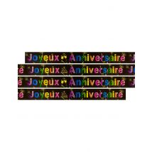 Bannière Métallisée Joyeux Anniversaire Feux D'artifice 3.60 M - Noir - Taille: Taille Unique