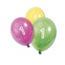 8 Ballons En Latex Anniversaire 1 An 30 Cm - Coloré - Taille: Taille Unique