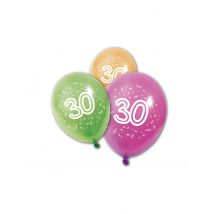 8 Ballons En Latex Anniversaire 30 Ans 30 Cm - Coloré - Taille: Taille Unique
