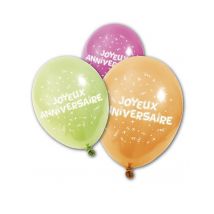 8 Ballons En Latex Joyeux Anniversaire 25 Cm - Coloré - Taille: Taille Unique